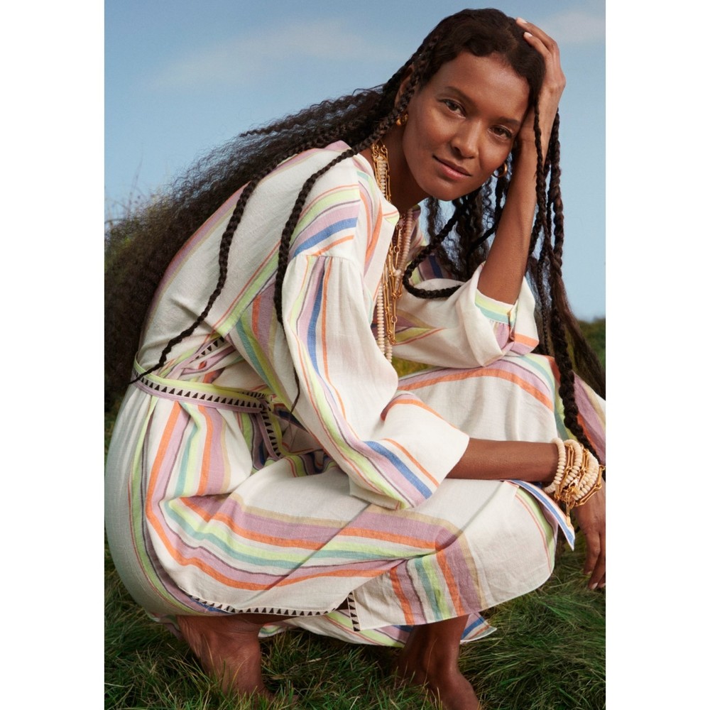 Lemlem x H&M Lyocell Striped Kaftan Belted Multicolor Dress XL